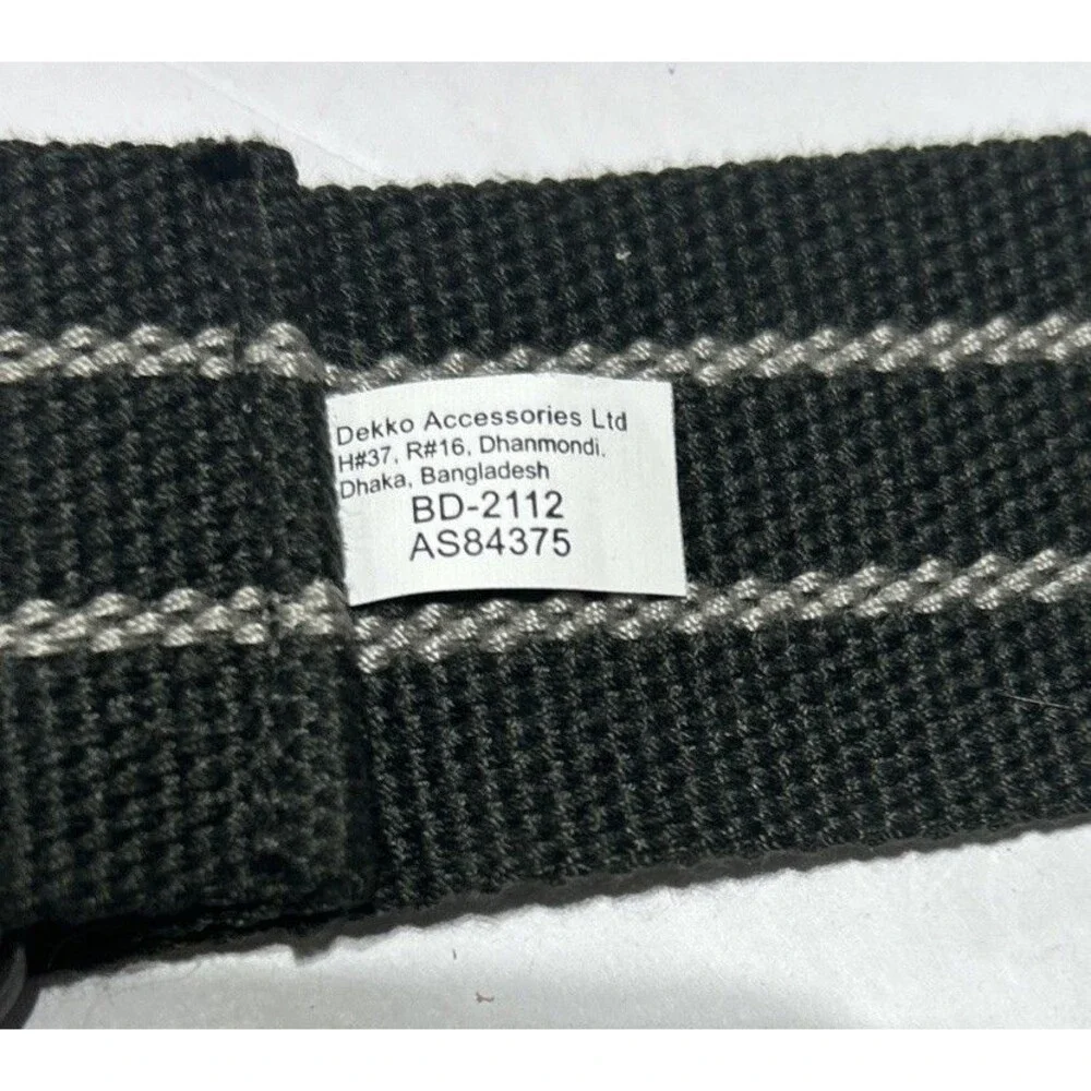 Mens Canvas Web Belt Striped Green Grey Metal Double D-Ring Adjustable 42 Inch
